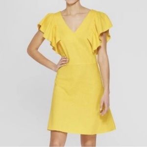 A New Day Yellow Linen Dress